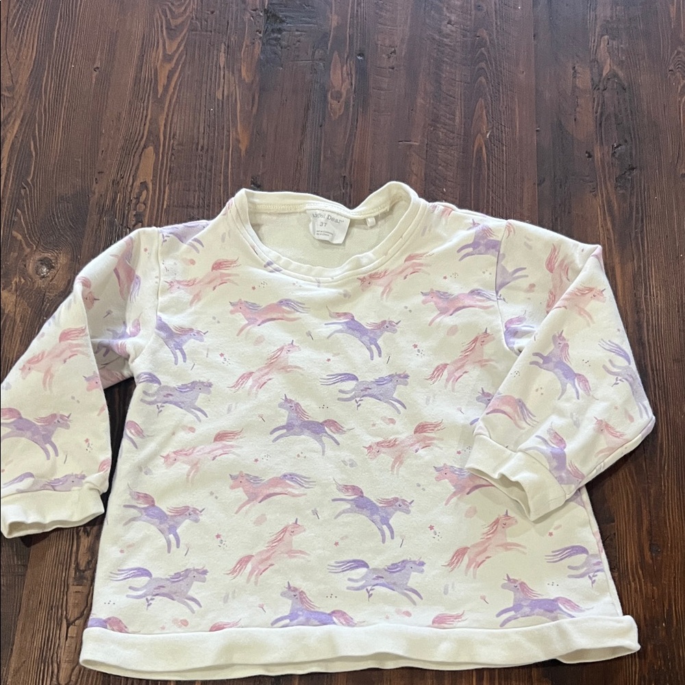 Angel Dear Cream Sweatshirt with Pink & Purple Unicorns